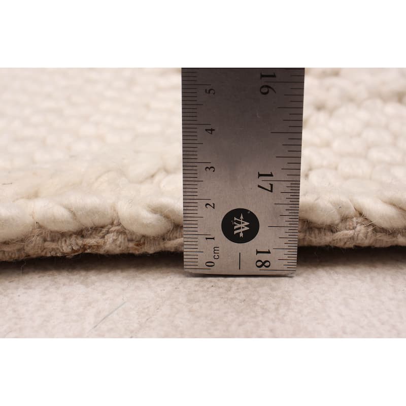 ECARPETGALLERY Braid weave Sienna Cream Wool Rug - 2'3 x 9'7