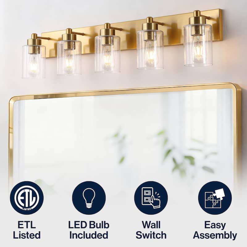 Lydia Seeded Glass/Iron LED Vanity Light, by JONATHAN Y