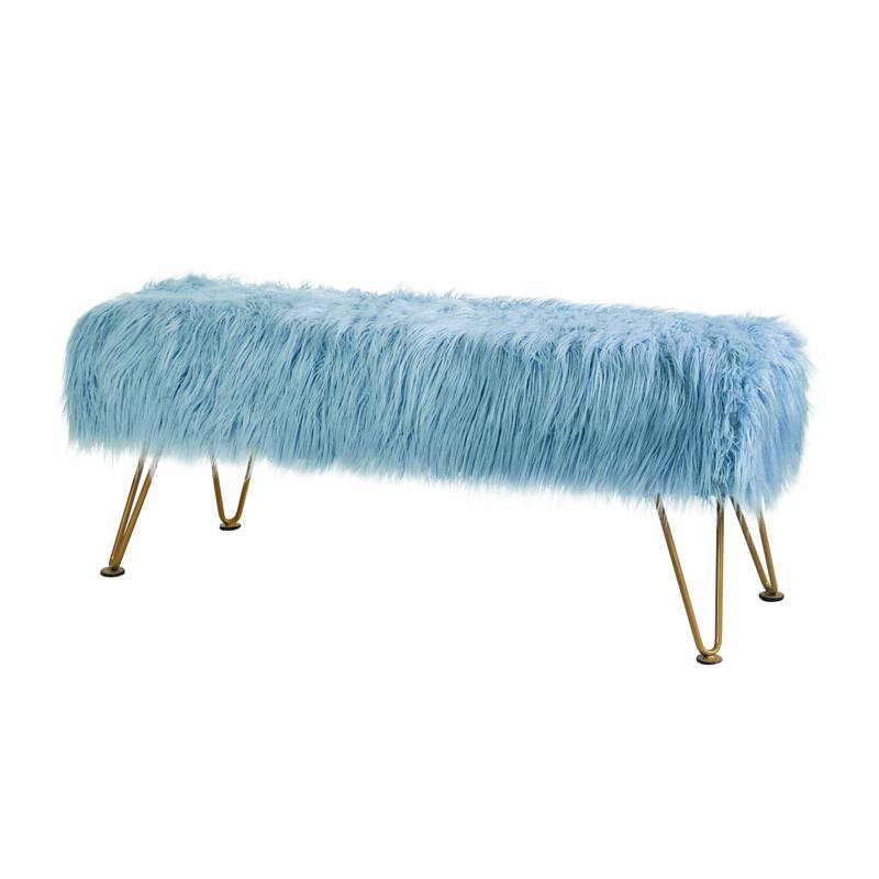 Home Soft Things Mongolian Ottoman Bench with Gold Metal Legs