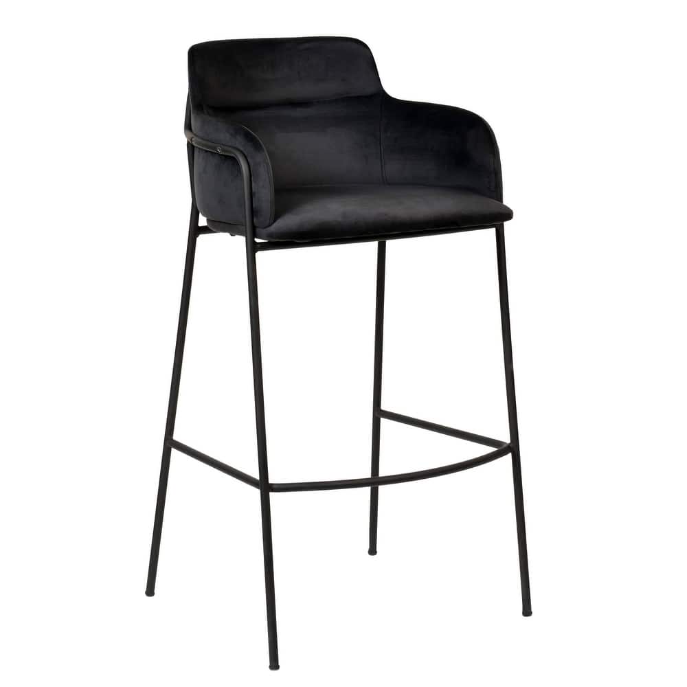 Axis Modern 40" Velvet Counter Height Bar Stool with Powder Coated Stainless-Steel Frame and Footrest for Home Bar