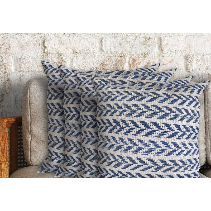 Aquila Farmhouse Striped Cotton Throw Pillow by Sevita - Indigo/White - Set of 3 or More - Polyester