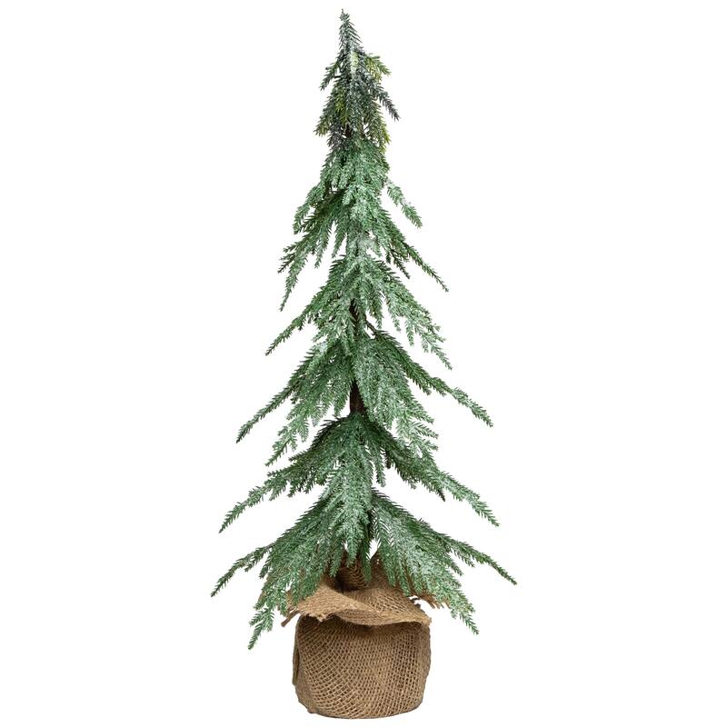 Mini Icy Pine Christmas Tree in Burlap Base - 24" - Unlit - 2 Foot