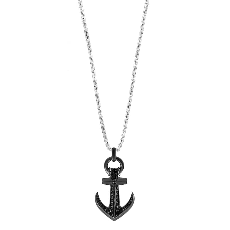 EFFY Men's 925 Sterling Silver Black Sapphire Pendant Necklace