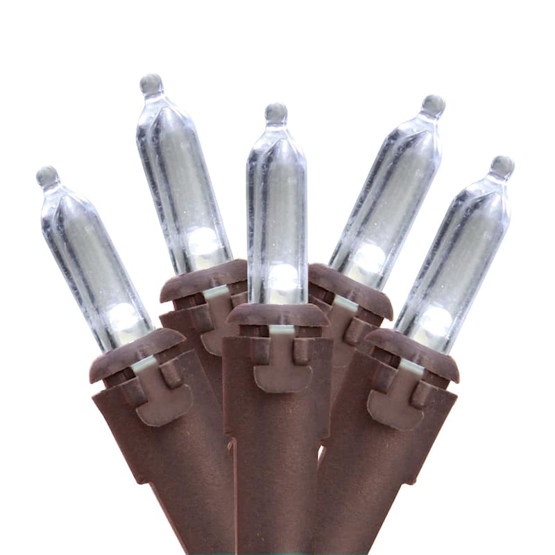 35ct LED Mini Christmas Lights 11.25 ft Brown Wire - 11.25' - White
