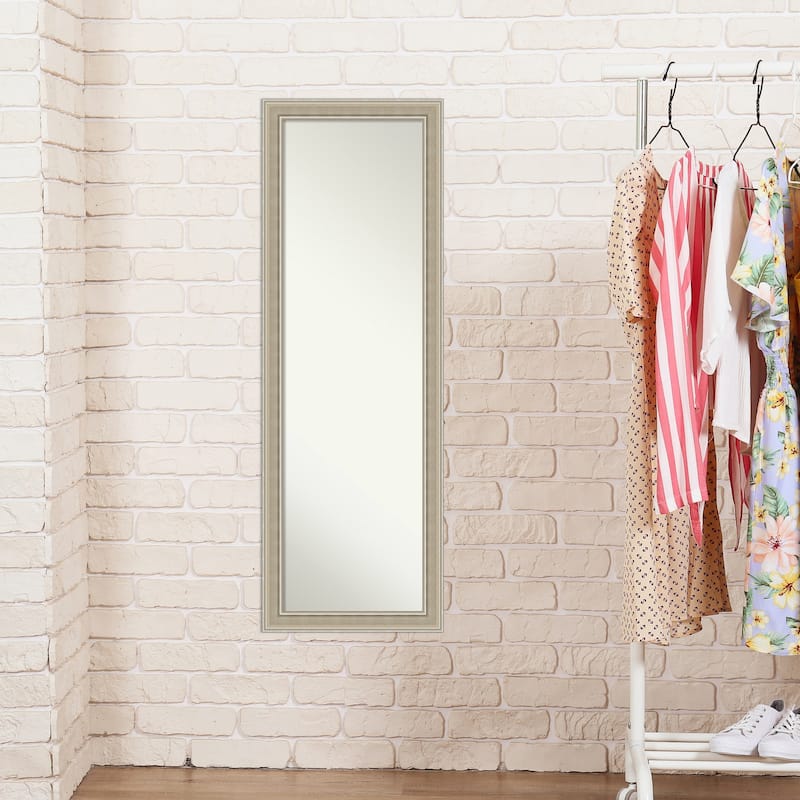 Mezzo Silver Non-Beveled Wood Framed Full-Length On the Door Mirror - Mezzo Silver - Glass Size 14x48
