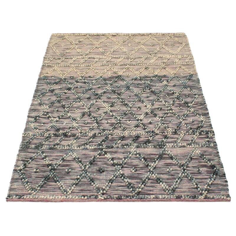 ECARPETGALLERY Braid weave Sienna Teal Wool Rug - 5'2 x 7'11