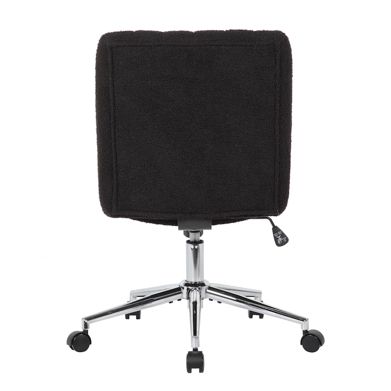 Rio Adjustable Height Office Chair, Black Boucle, Chrome, Nylon Casters