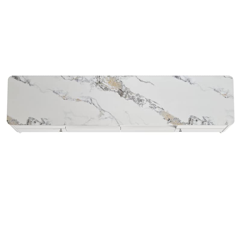 Stylish 70-Inch TV Stand with Marble-Printed Top - 70" in Width