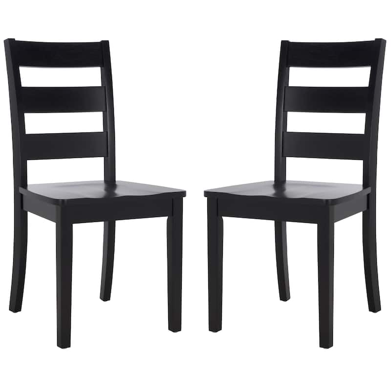 SAFAVIEH Idabelle Farmhouse Ladder Back Dining Chair - 18.4" W x 19.9" L x 37" H - 18"W x 20"D x 37"H - Black
