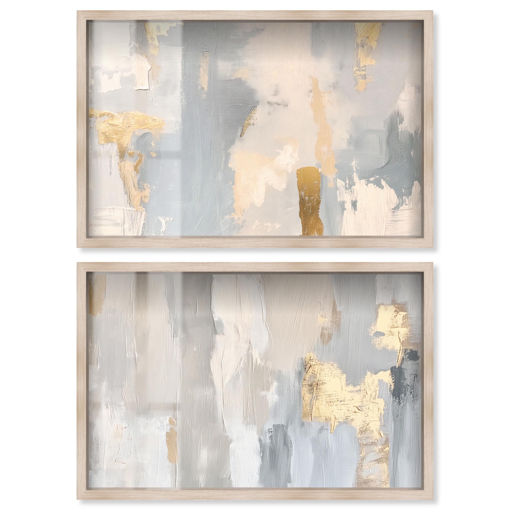Neutral Luxe Living Room Abstract Wall Art Set of 2 Shadowbox Print by Art Remedy