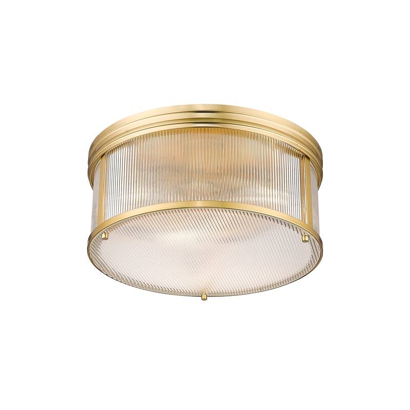 Carnaby by Z-Lite 4 Light Flush Mount in Modern Gold with Clear Ribbed Glass Shade - Modern Gold