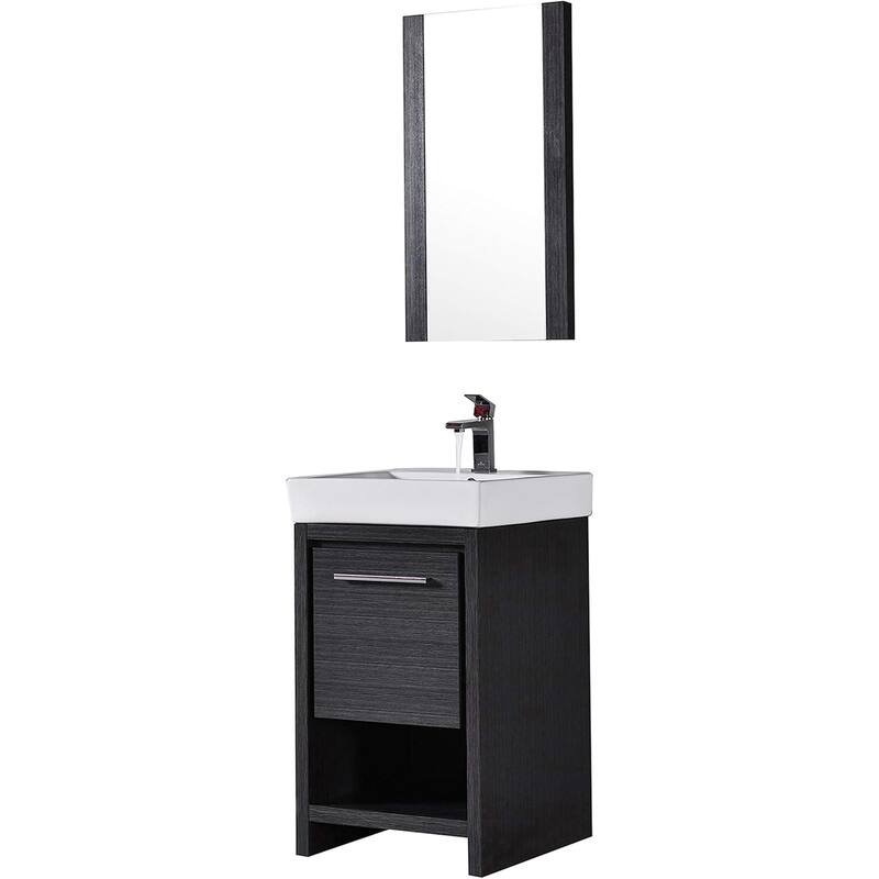 Blossom Milan 20-Inch Bathroom Vanity with Ceramic Sink and Mirror Set - Silver Grey