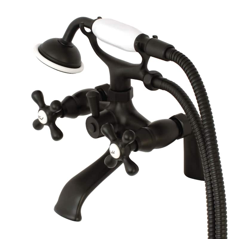 Kingston Brass Deck Mount Clawfoot Tub Faucet with Hand Shower in Matte Black - Oil Rubbed Bronze