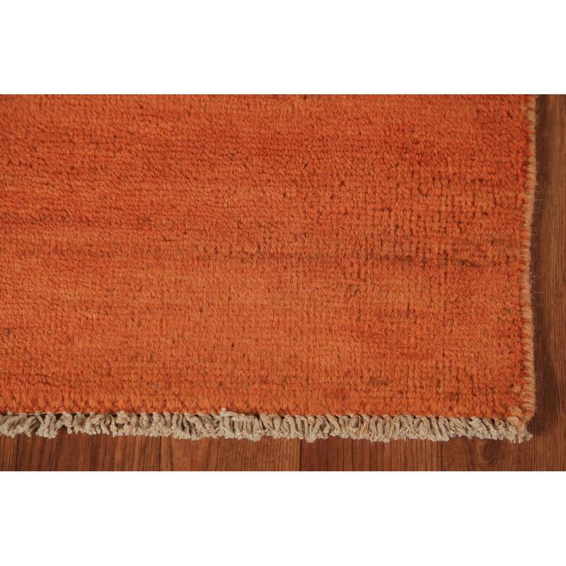 Orange Gabbeh Modern Rug Hand-Knotted Oriental Wool Carpet - 2'9" x 4'3"