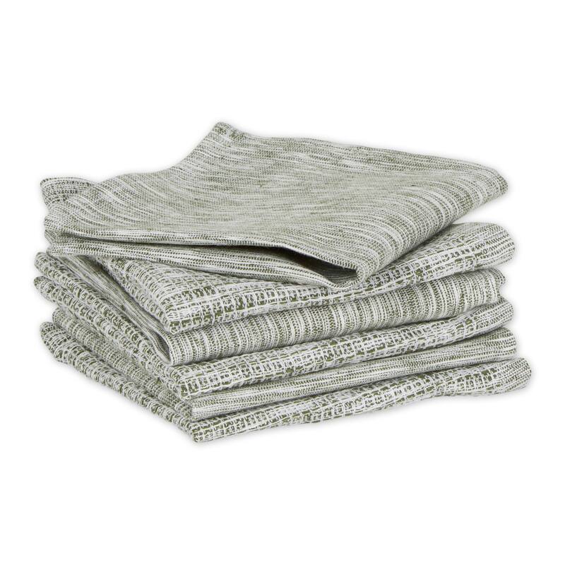Assorted Sage And Off-White Recycled Cotton Dishcloth (Set of 6) 12x12