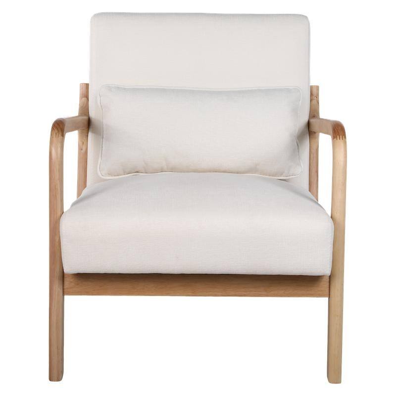 Mid-Century Modern Accent Chair with Solid Wood Frame and Detachable Lumbar Pillow for Living Room or Bedroom