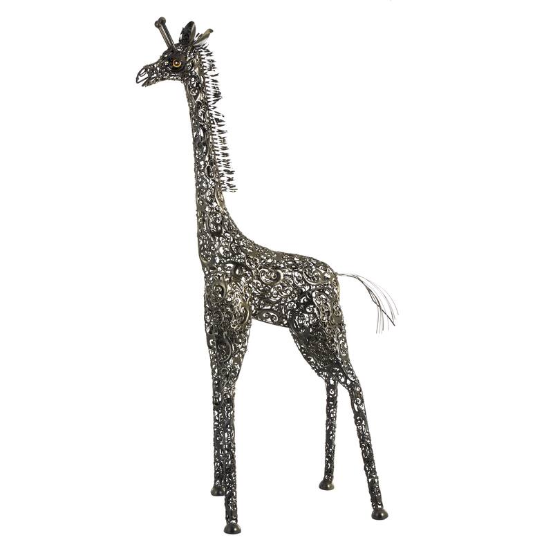 Vibrant Handmade Safari Animal Sculpture Collection - Wood or Metal Elephant & Giraffe for Indoor & Outdoor Decor