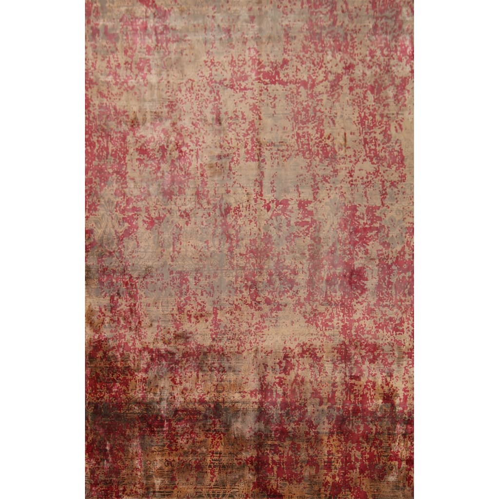 Abstract Area Rug Handmade Multi-Color Wool Carpet - 8'4"x 11'5"