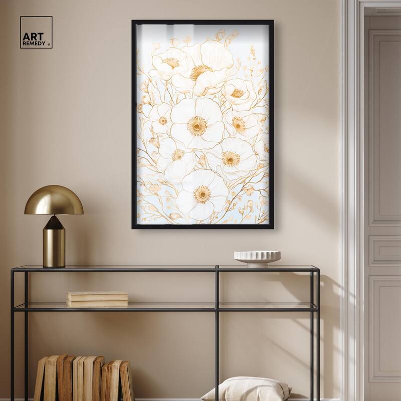 White and Gold Poppies II Shadowbox by Art Remedy