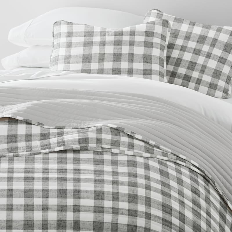 Becky Cameron All Season 3 Piece Reversible Patterned Quilt Set - Gray - Twin