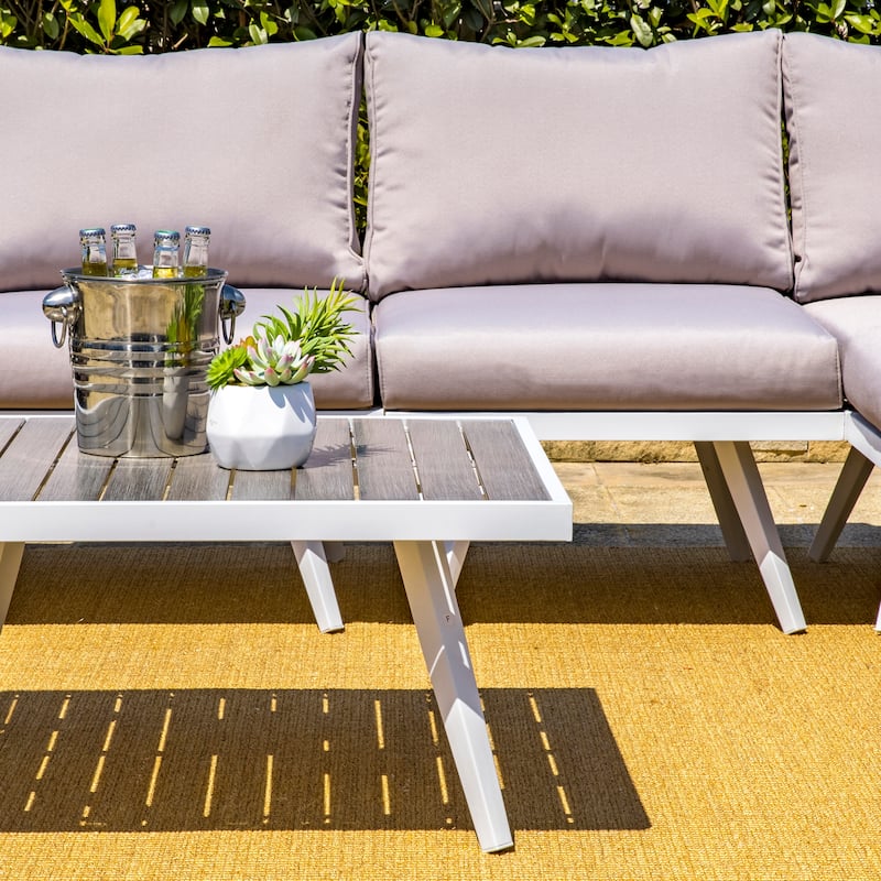 Glitzhome Outdoor Modern Patio Aluminum Sectional Seater Sofa or Coffee Side Table