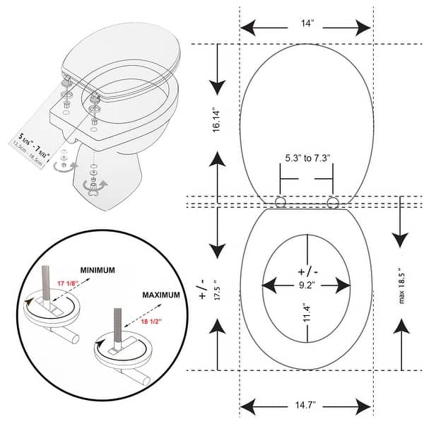 18Inch Black And White Elongated Toilet Seat With Elephant Print 17.