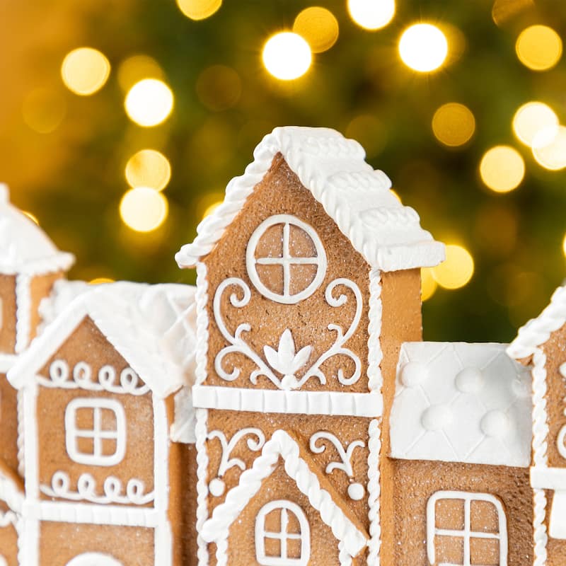 Glitzhome Christmas Resin Gingerbread House Table Decor Village Figurine