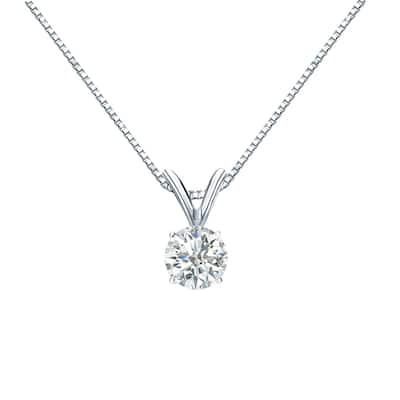 Auriya 14k Gold 1/3ctw Round Solitaire Diamond Necklace (H-I, SI1-SI2)