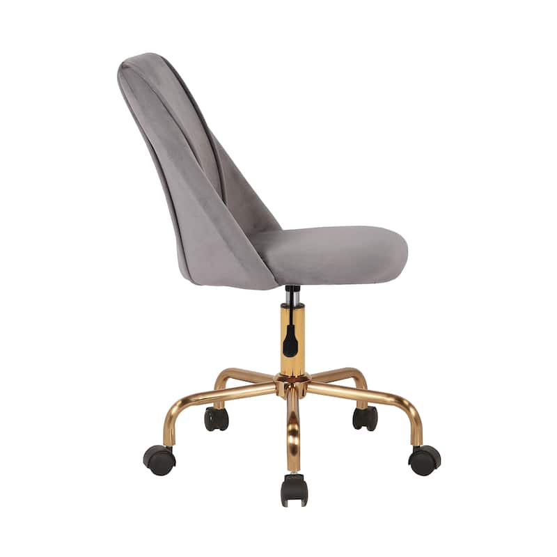 Porthos Home Caia Armless Office Chair, Velvet, Gold Metal Legs