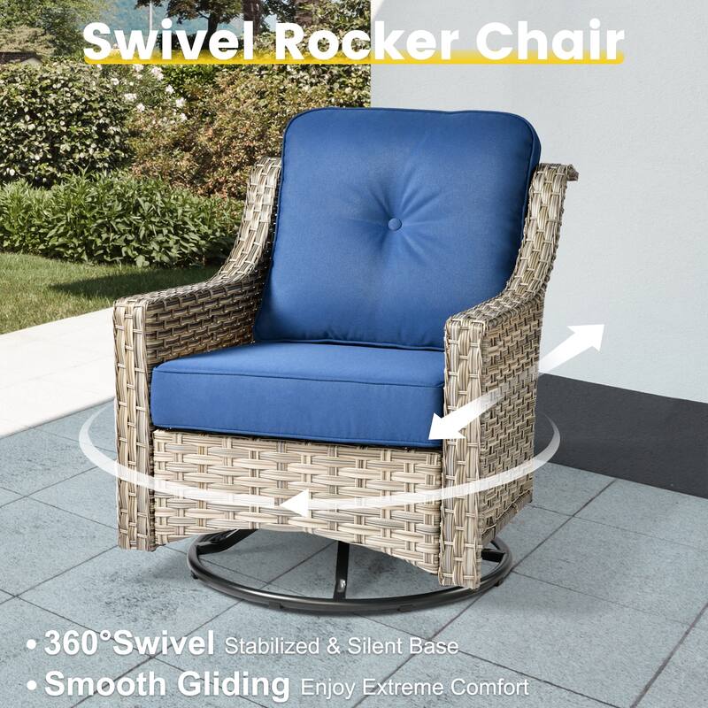 XIZZI 8-piece Rattan Wicker Outdoor Patio Furniture Set with Swivel Chair