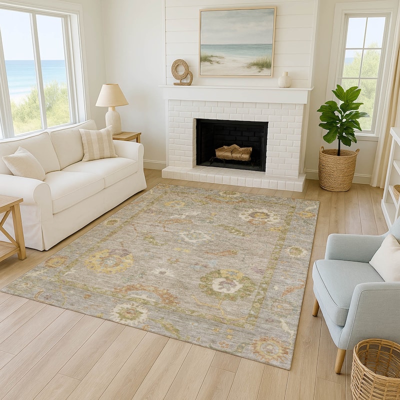 Machine Washable Indoor/ Outdoor Traditional Boho Chantille Rug
