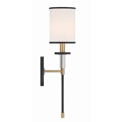 Hatfield 1 Light Black Forged & Vibrant Gold Wall Mount - 5"W x 18.5"H x 6"D