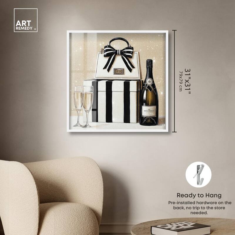 Black and White Striped Glam Shadowbox by Art Remedy