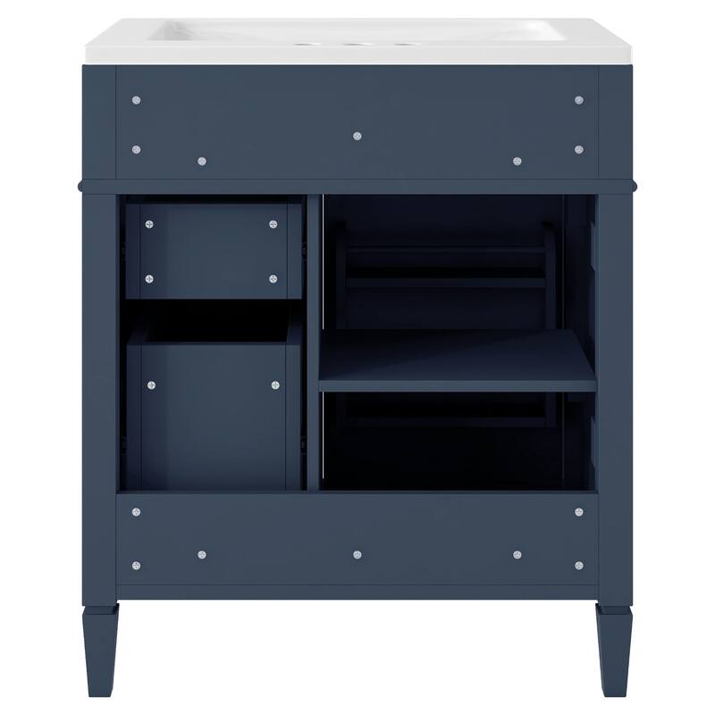 30" Bathroom Vanity with Top Sink, Modern Bathroom Storage Cabinet with 2 Drawers and a Tip-out Drawer