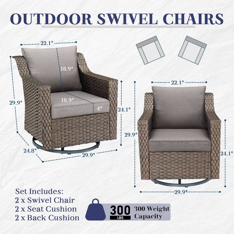 Gymojoy Outdoor Wicker Swivel Glider Chairs with Cushions
