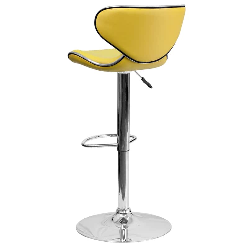 2 Pack Contemporary Mid-Back Vinyl Adjustable Height Barstool with Chrome Base - 16"W x 17.5"D x 34.5" - 43"H