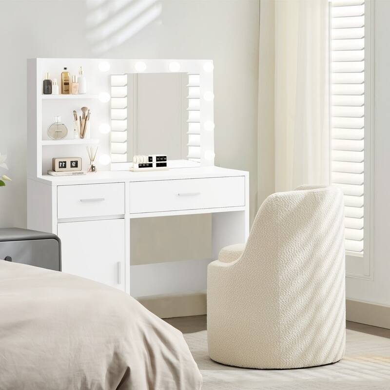 Boucle Make-Up/Vanity Stool, Hiden Storage Space, Stylish Appearance