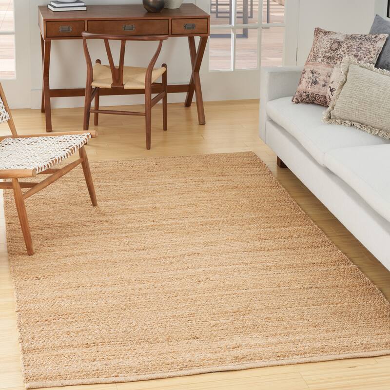 Nourison Natural Jute Indoor only Solid Area Rug - 6' x 9' - Bleached