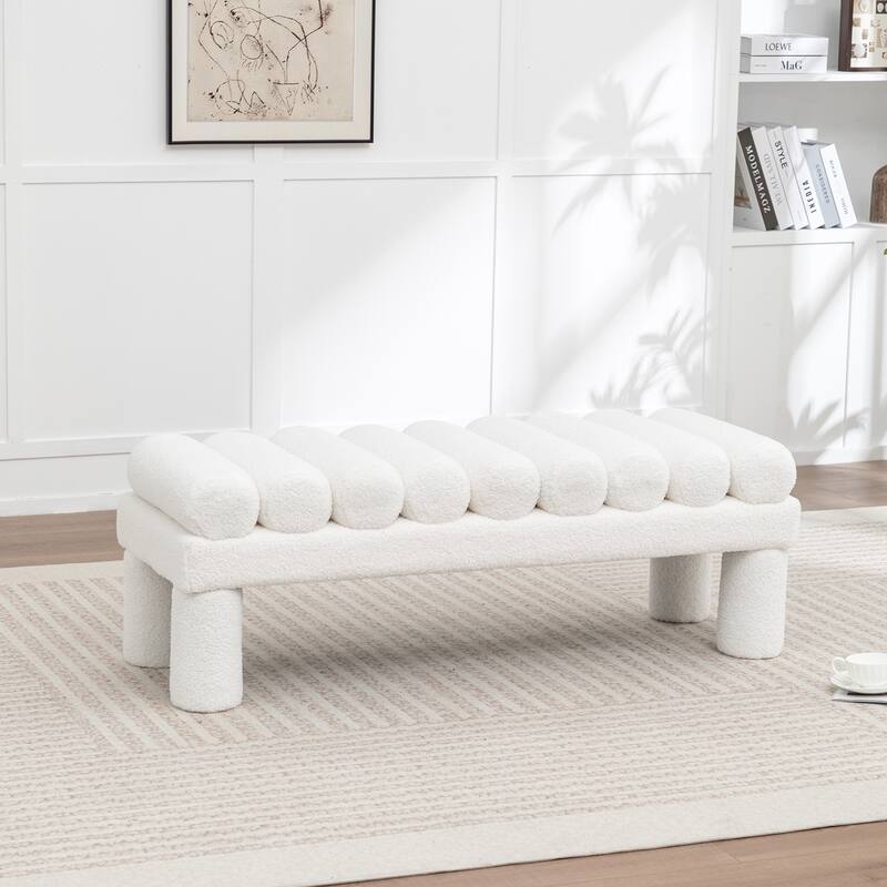 SEYNAR Modern Teddy Velvet Upholstered Rentangle Ottoman