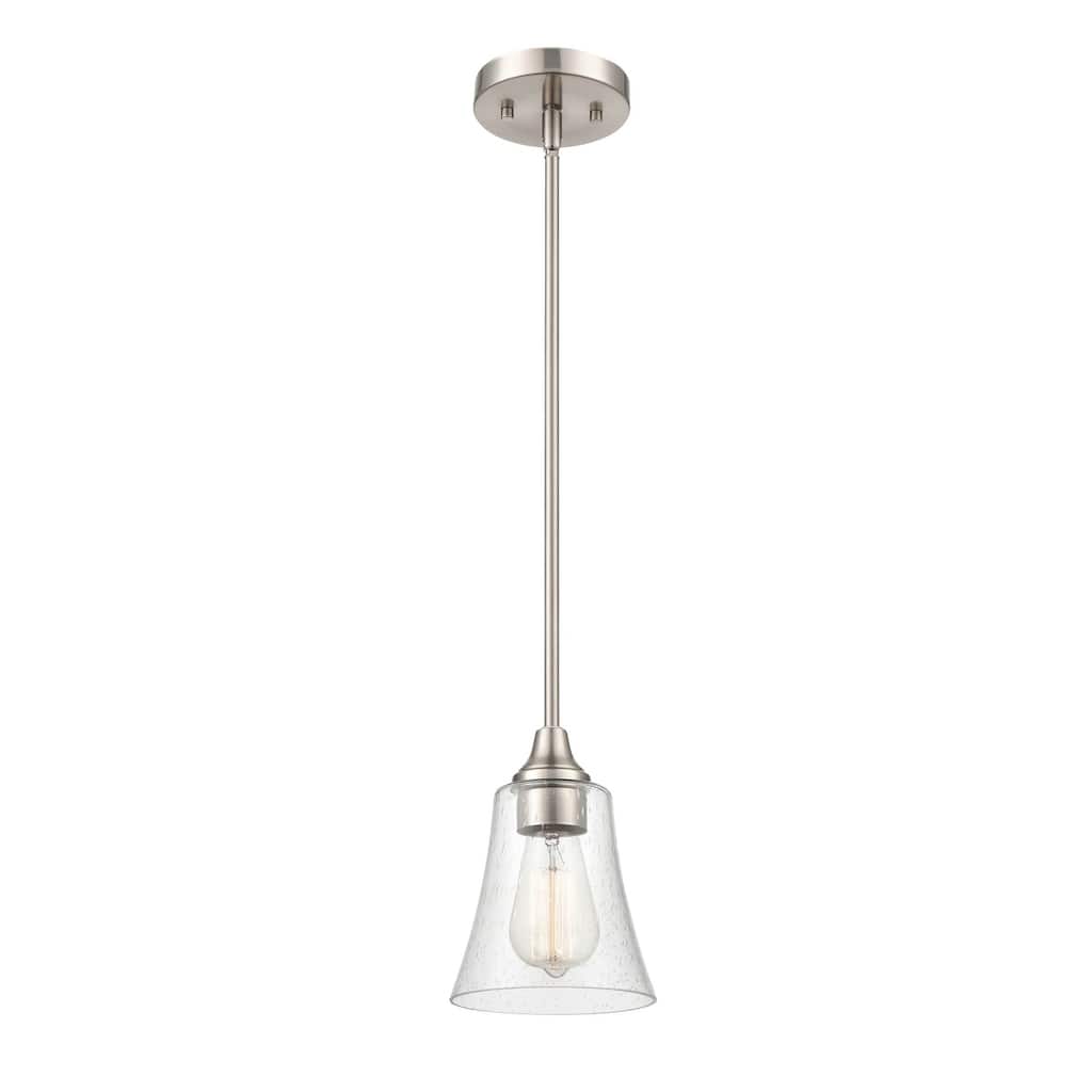Millennium Lighting Caily 1 Light Pendant in Brushed Nickel or Matte Black with Seeded Glass Shade