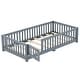 preview thumbnail 52 of 109, Pine Wood Floor Bed with Safety Guardrails and Door for Kids