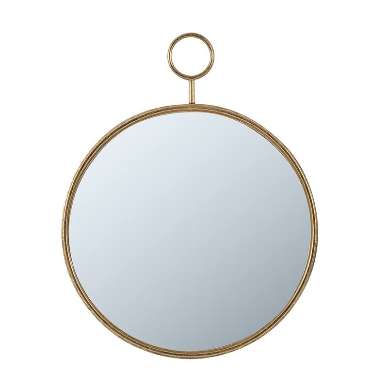 Circle Wall Mirror with Gold Iron Frame, Accent Mirror for Living Room