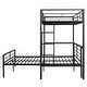 preview thumbnail 7 of 8, Metallic Black Twin over Full Metal Bunk Bed with Desk, Ladder and Quality Slats for Bedroom, 78.1''L*41.4''W*65''H, 103LBS
