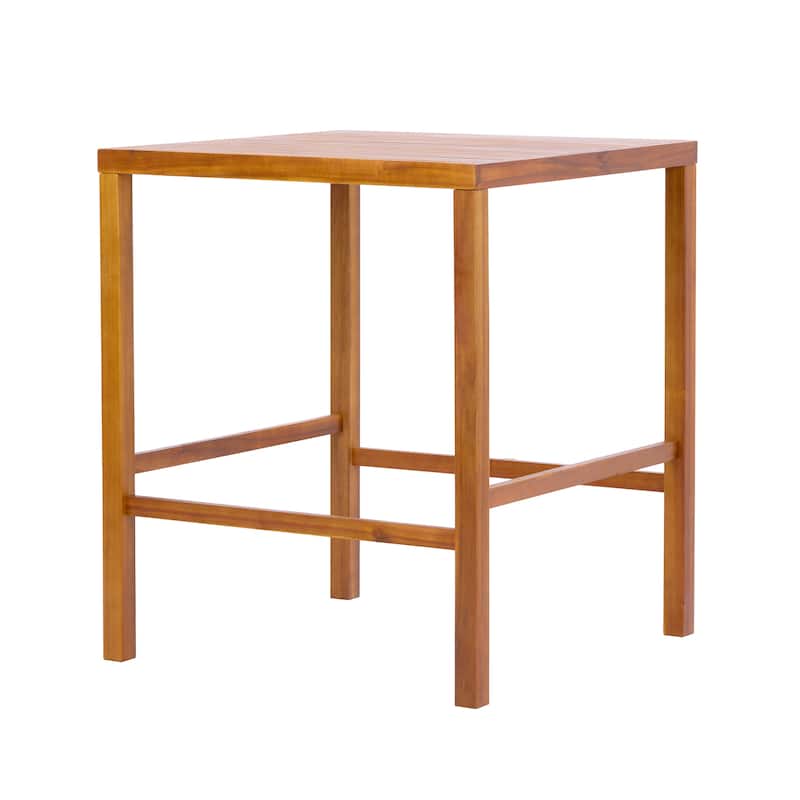 Christopher Knight Home - Alder Outdoor Solid Acacia Wood Bar Height Dining Table with Slatted Draining Top