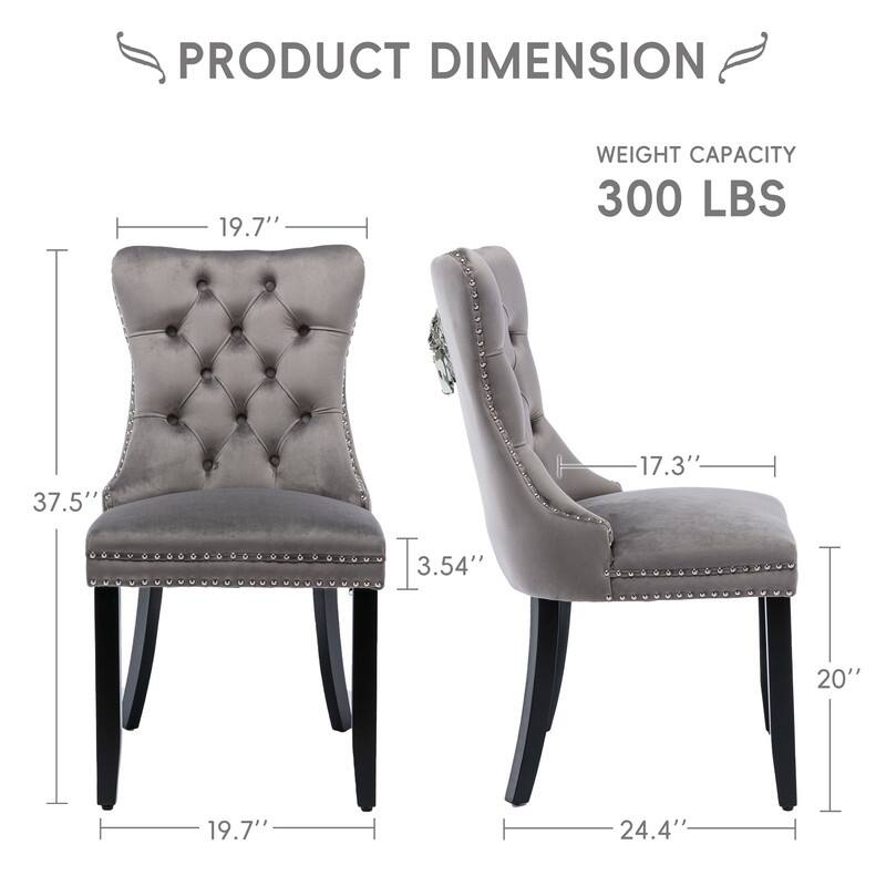 Solid Wood Velvet Upholstered Dining Chair Set of 2