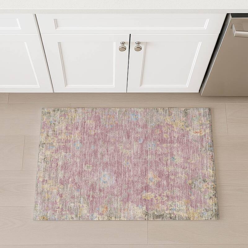 Machine Washable Indoor/ Outdoor Vintage Traditional Chantille Rug