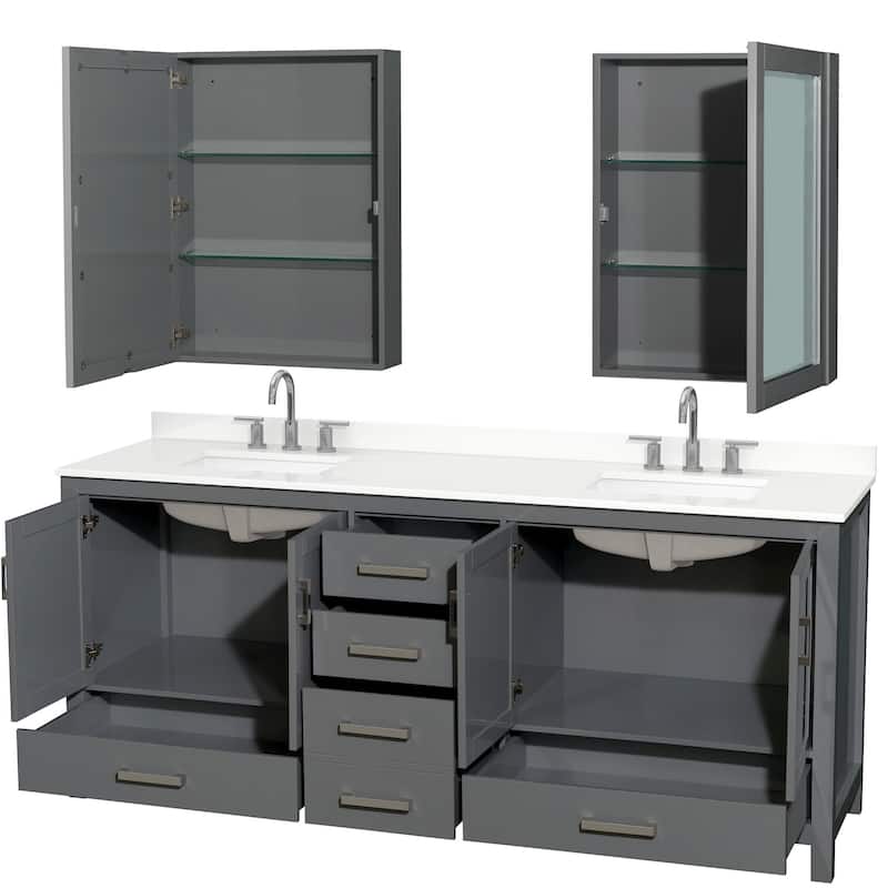 Wyndham Collection WCS141480D-QTZ-US3MED Sheffield 80" Free Standing