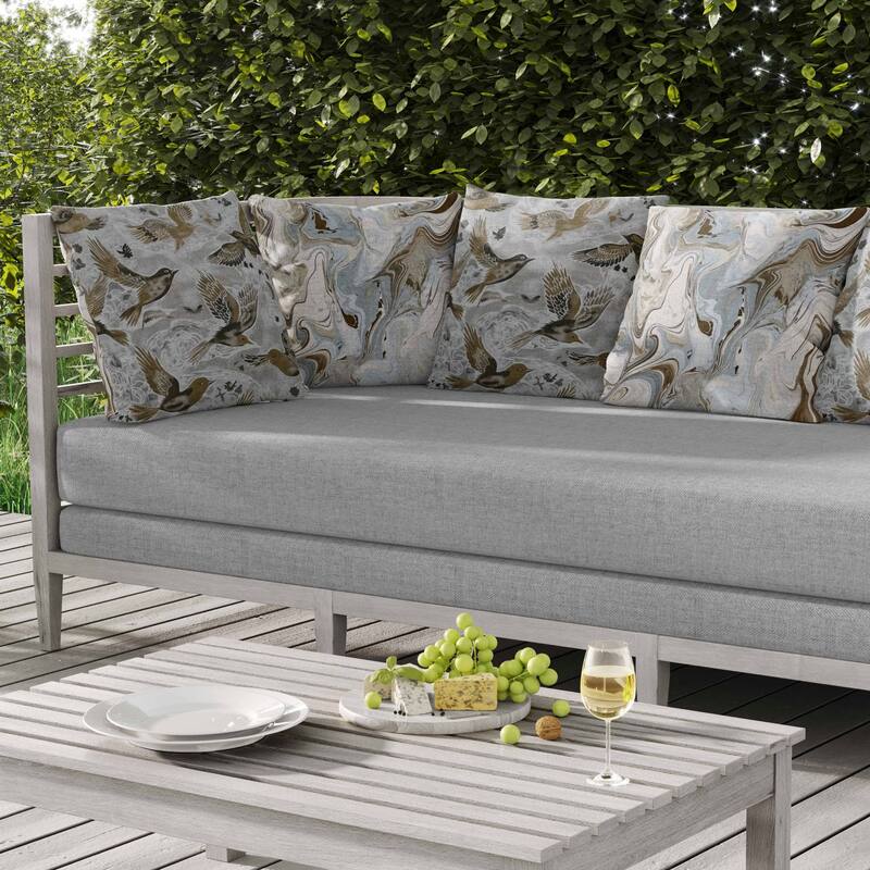 Inferno Songbirds Indoor/Outdoor Reversible Throw Pillow Silver and Bluea