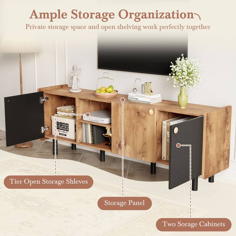 TV Stand, Media Entertainment Center Console Table, 3 Cabinets, TV Console Table with Storage Cabinet