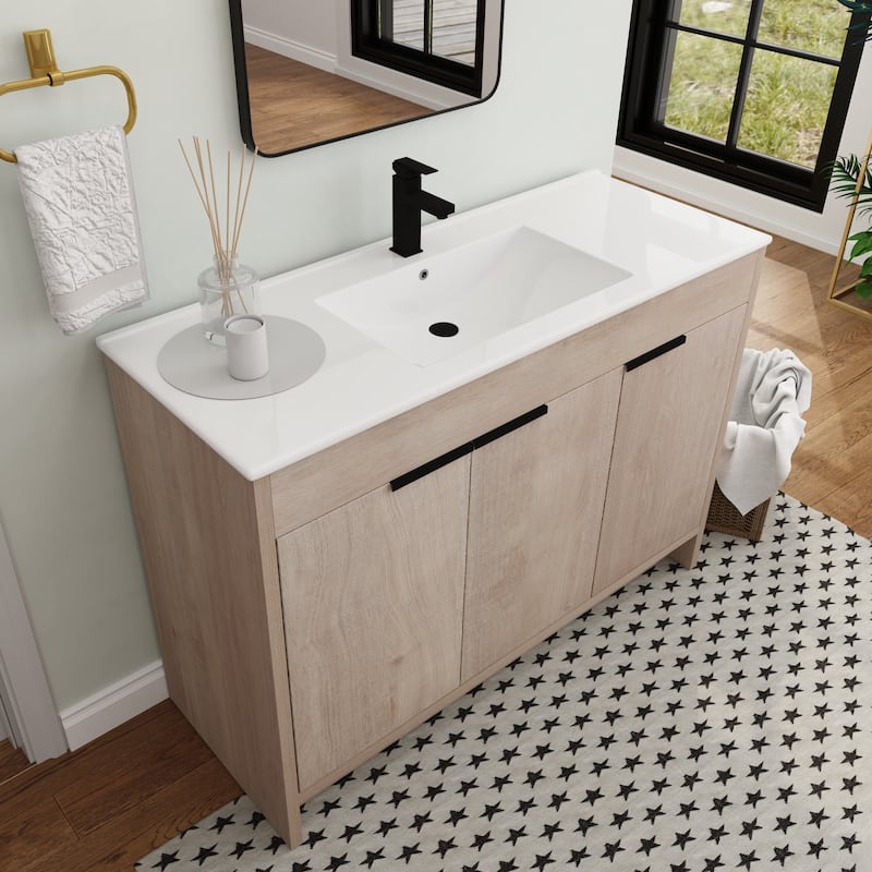 BNK 24/30/36 inch Freestanding Single Sink Bathroom Vanity with Soft Close Door and 1 adjustable shelf